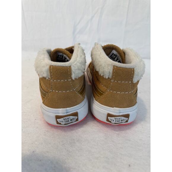 VANS Tan LEATHER Sherpa Fur Shoes SK8-Mid Reissue V MTE-1 Youth 13.5 - Picture 6 of 11